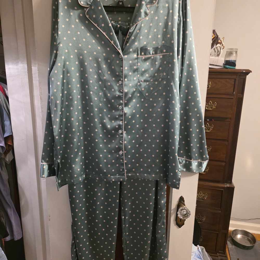 Victoria's Secret Green and Pink Polka Dot Pajama Set